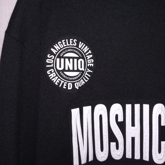 Black Graphic Patchwork Sweatshirt Mens Size Medium Uniq Brand - Picture 6 of 8